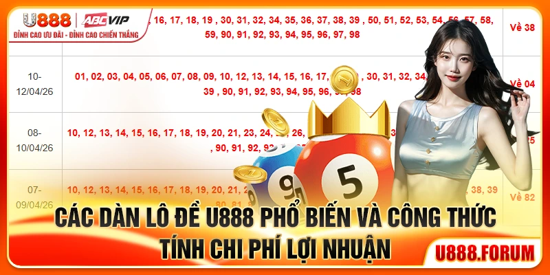 Dàn Lô Đề U888 – Chiến Thuật Đánh Dàn Tối Ưu Tỷ Lệ Về 2 Các dàn lô đề U888 phổ biến và công thức tính chi phí lợi nhuận